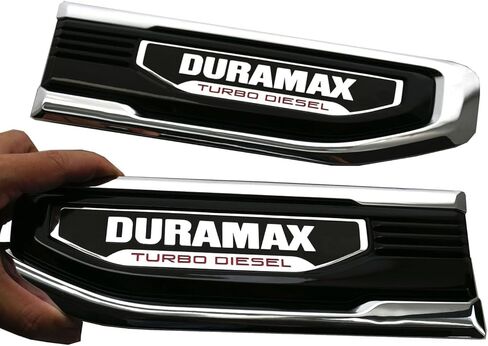 قطعتان من شارة محرك الديزل التوربيني بشعار فتحة جانبية متوافقة مع 2020-2025 Sierra 1500 Dura-max Turbo Diesel Badge Kit 86532091 جديد (أسود وأحمر) in Kuwait