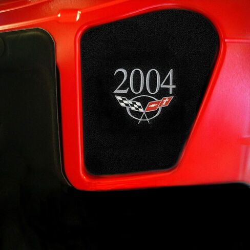 C5 Corvette Silver Cross Flag and 2004 Model Year Embroidered Emblem Under Hood Side Insert in Saudi Arabia