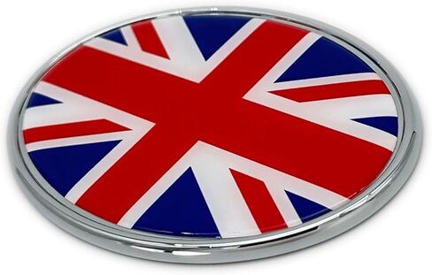 Elektroplate Premium United Kingdom Union Jack Flag Oval All Metal Chrome Emblem for Cars, Trucks, and All Auto | Universal Fit at 3.6" x 2.5" | Weatherproof in Saudi Arabia