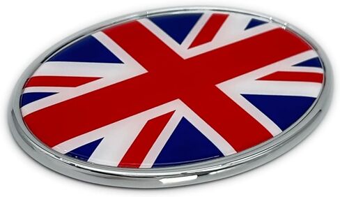Elektroplate Premium United Kingdom Union Jack Flag Oval All Metal Chrome Emblem for Cars, Trucks, and All Auto | Universal Fit at 3.6" x 2.5" | Weatherproof in Saudi Arabia