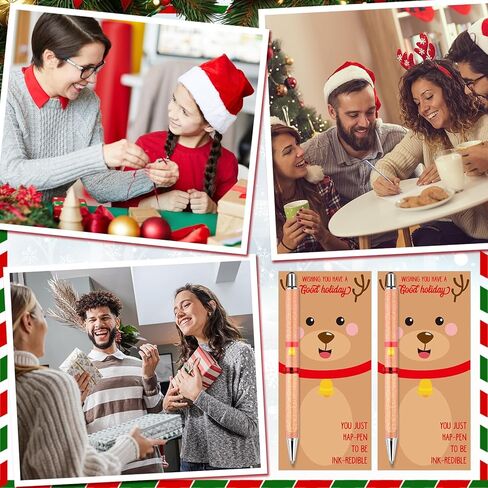 30 مجموعة من أقلام عيد الميلاد هدايا السائبة بريق عيد الميلاد عطلة الرنة أقلام حبر جاف قابلة للسحب مع بطاقات للطلاب البالغين الموظفين مكتب المنزل المدرسة تخزين المواد عطلة لوازم الحفلات in Kuwait