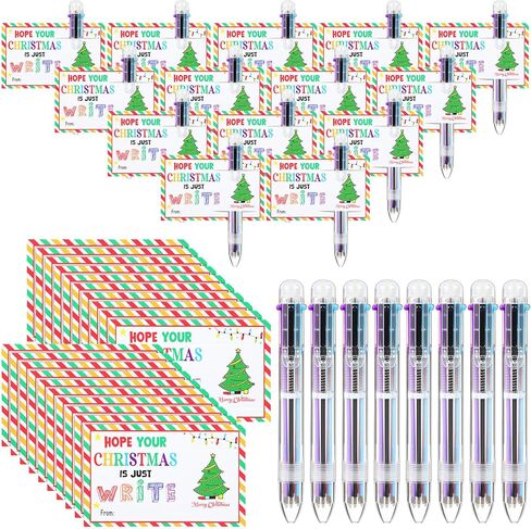 24 Pcs Christmas Multicolor Ballpoint Pens and Merry Christmas Cards 1.0mm Retractable Ballpoint Pen Colorful Ink Pen for Kids Students School Party Favors Supplies(10 in 1) in Saudi Arabia