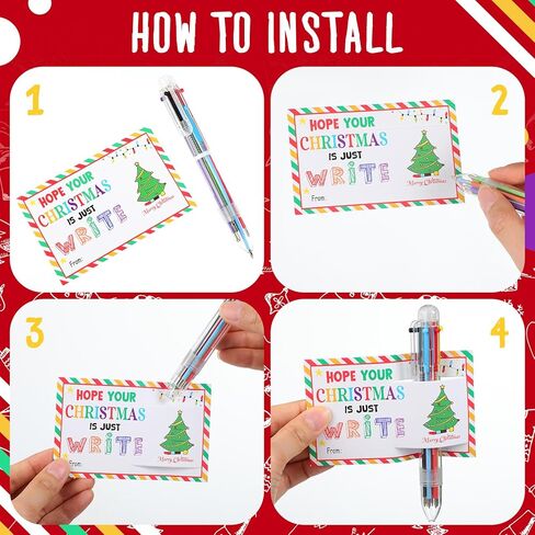 24 Pcs Christmas Multicolor Ballpoint Pens and Merry Christmas Cards 1.0mm Retractable Ballpoint Pen Colorful Ink Pen for Kids Students School Party Favors Supplies(10 in 1) in Saudi Arabia