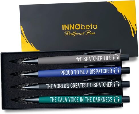 InnoBeta Dispatcher Gifts, Ballpoint Pen Set of 4, Perfect Dispatcher Gifts Idea for 911 Dispatcher on Birthday and Christmas in Saudi Arabia