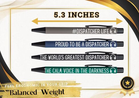 InnoBeta Dispatcher Gifts, Ballpoint Pen Set of 4, Perfect Dispatcher Gifts Idea for 911 Dispatcher on Birthday and Christmas in Saudi Arabia