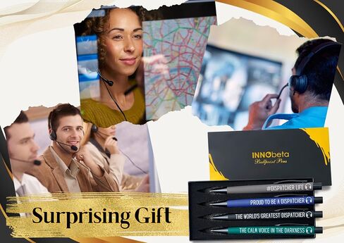 InnoBeta Dispatcher Gifts, Ballpoint Pen Set of 4, Perfect Dispatcher Gifts Idea for 911 Dispatcher on Birthday and Christmas in Saudi Arabia