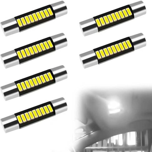 6PCS 28mm 29mm 6614F Festoon LED Car Bulb Vanity Light Bulbs, Extremely Bright 9-SMD 4014 Chips LED Car Interior Bulb Replacement for Vanity Mirror Light, Dome Lights, Sun Visor Lights- White in Saudi Arabia