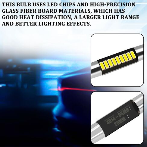 6PCS 28mm 29mm 6614F Festoon LED Car Bulb Vanity Light Bulbs, Extremely Bright 9-SMD 4014 Chips LED Car Interior Bulb Replacement for Vanity Mirror Light, Dome Lights, Sun Visor Lights- White in Saudi Arabia