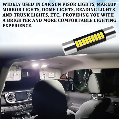 6PCS 28mm 29mm 6614F Festoon LED Car Bulb Vanity Light Bulbs, Extremely Bright 9-SMD 4014 Chips LED Car Interior Bulb Replacement for Vanity Mirror Light, Dome Lights, Sun Visor Lights- White in Saudi Arabia