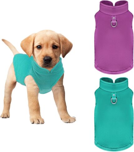2 Pcs Dog Fleece Vest Sweater Winter Warm Dog Sleeveless Jacket Soft Pullover Fleece Cold Weather Coat Hoodie with D-Ring Leash for Small Medium Dogs Unisex in Saudi Arabia