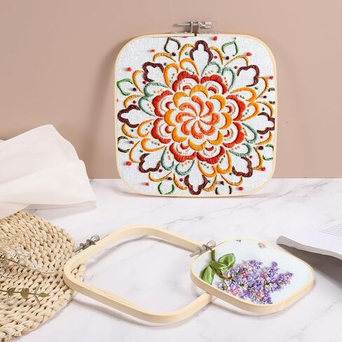 patikil 3 قطع 5.1 "× 5.1" الأطواق التطريز مربع، قابل للتعديل الخيزران عبر غرزة الأطواق حلقة التطريز الإطار لكمة إبرة هوب للخياطة، الإبرة، diy الخياطة الحرفية الديكور in Saudi Arabia