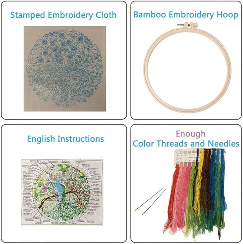 Hand Embroidery Kits for with Pattern, Full Range of Embroidery Starter Kit with Pattern for Lovedfull [Secret Garden - Peacock] in Saudi Arabia