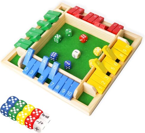لعبة Shut The Box Dice مقاس 12 بوصة، لعبة نرد خشبية مطورة من 2 إلى 4 لاعبين، ألعاب إضافية للرياضيات، لعبة لوحة النرد الخشبية للعائلة للأطفال والكبار، إصدار الطاولة للفصل الدراسي، المنزل، الحفلة أو البار in Kuwait
