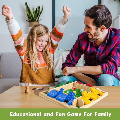 Shut The Box Dice Game 12 Inch Upgraded 2-4 Player Wooden Dice Game Math Addition Games Close The Box Family Wooden Dice Board Game for Kids Adults, Tabletop Version for Classroom, Home, Party or Bar in Saudi Arabia