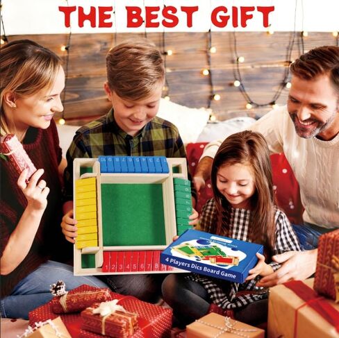 Shut The Box Dice Game 12 Inch Upgraded 2-4 Player Wooden Dice Game Math Addition Games Close The Box Family Wooden Dice Board Game for Kids Adults, Tabletop Version for Classroom, Home, Party or Bar in Saudi Arabia