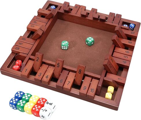 Shut The Box Dice Game 12 Inch Upgraded 2-4 Player Wooden Dice Game Math Addition Games Close The Box Family Wooden Dice Board Game for Kids Adults, Tabletop Version for Classroom, Home, Party or Bar in Saudi Arabia