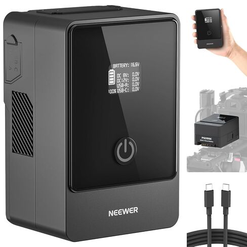 Neewer V Mount Battery PS150E Supports 100W PD USB C Fast Charging, 10350mAh 150Wh 14.54V, with D Tap/USB C/USB A/BP/Dual DC Ports/OLED Screen, V Lock Battery for Camera Camcorder Monitor Video Light in Kuwait