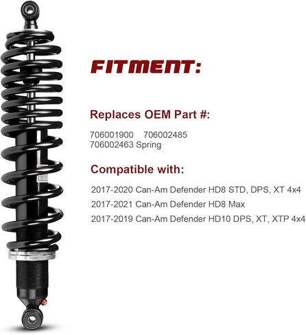 صدمات خلفية أحادية الأنبوب، ممتص الصدمات، دعامات لـ Can-Am Defender HD8 HD10 STD، DPS، XT 4x4، HD8 Max؛ OEM #: 706001900، 706002485، 706002463 الربيع؛ مشتريات كان-آم in Kuwait