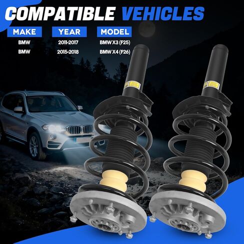 31316796315 2 قطعة مجموعة دعامة امتصاص الصدمات الأمامية مناسبة لـ 2011-2018 BMW X3 (F25) مناسبة لـ 2015-2018 X4 (F26) يستبدل 31316796316، 31316796417 in Kuwait