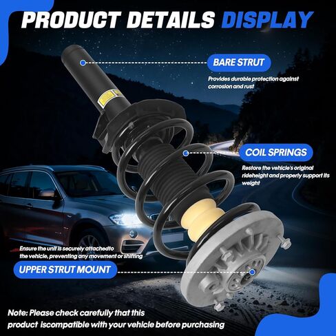 31316796315 2 قطعة مجموعة دعامة امتصاص الصدمات الأمامية مناسبة لـ 2011-2018 BMW X3 (F25) مناسبة لـ 2015-2018 X4 (F26) يستبدل 31316796316، 31316796417 in Kuwait