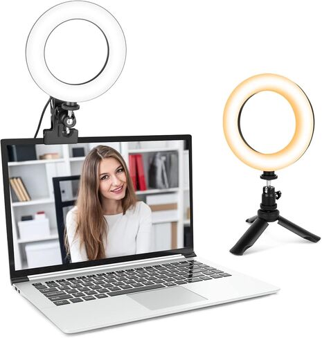 UBeesize 10.5in Laptop Ring Light with Stand and Phone Holder for Desk, Zoom Lighting for Computer, Video Recording, Streaming, Video Conference, Video Calls in Kuwait