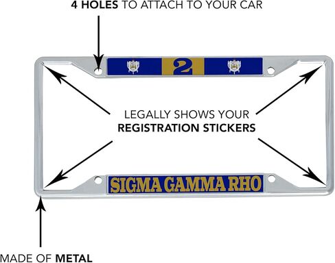 Desert Cactus Sigma Gamma Rho Car Accessories SGRhos Sigmas Metal License Plate Frame and Tag Holder for Front or Rear of Vehicle (#2 License Plate Frame) in Saudi Arabia
