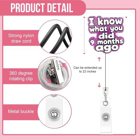 Funny “I Know What You Did 9 Months Ago" Labor & Delivery Badge Reel – Cute NICU, Mother Baby, L&D, OBGYN Nurse Badge Reel, Retractable ID Clip & Nursing Badge Holder, Nurse Gifts for Women in Saudi Arabia