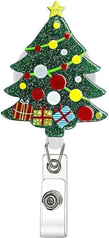 Christmas Badge Reel Acrylic Retractable Snowflake Badge Clip with 360° Rotating ID Card Holder Christmas Snowflake Badge Reel Designs Glitter Holiday ID Badge Holder for Nurses Doctors Teachers 1pack in Saudi Arabia