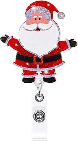 Christmas Badge Reel Acrylic Retractable Snowflake Badge Clip with 360° Rotating ID Card Holder Christmas Snowflake Badge Reel Designs Glitter Holiday ID Badge Holder for Nurses Doctors Teachers 1pack in Saudi Arabia