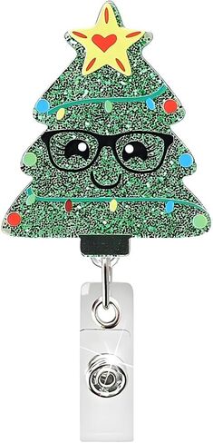 Christmas Badge Reel Acrylic Retractable Snowflake Badge Clip with 360° Rotating ID Card Holder Christmas Snowflake Badge Reel Designs Glitter Holiday ID Badge Holder for Nurses Doctors Teachers 1pack in Saudi Arabia