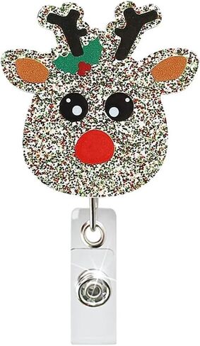 Christmas Badge Reel Acrylic Retractable Snowflake Badge Clip with 360° Rotating ID Card Holder Christmas Snowflake Badge Reel Designs Glitter Holiday ID Badge Holder for Nurses Doctors Teachers 1pack in Saudi Arabia
