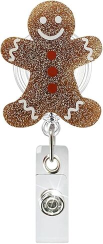 Christmas Badge Reel Acrylic Retractable Snowflake Badge Clip with 360° Rotating ID Card Holder Christmas Snowflake Badge Reel Designs Glitter Holiday ID Badge Holder for Nurses Doctors Teachers 1pack in Saudi Arabia