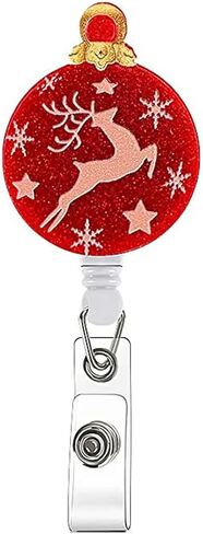 Christmas Badge Reel Acrylic Retractable Snowflake Badge Clip with 360° Rotating ID Card Holder Christmas Snowflake Badge Reel Designs Glitter Holiday ID Badge Holder for Nurses Doctors Teachers 1pack in Saudi Arabia