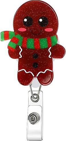 Christmas Badge Reel Acrylic Retractable Snowflake Badge Clip with 360° Rotating ID Card Holder Christmas Snowflake Badge Reel Designs Glitter Holiday ID Badge Holder for Nurses Doctors Teachers 1pack in Saudi Arabia