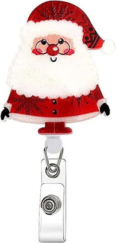 Christmas Badge Reel Acrylic Retractable Snowflake Badge Clip with 360° Rotating ID Card Holder Christmas Snowflake Badge Reel Designs Glitter Holiday ID Badge Holder for Nurses Doctors Teachers 1pack in Saudi Arabia