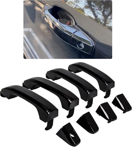 HECASA Outside Exterior Door Handles Compatible with 2014-2019 Chevy Silverado GMC Sierra 1500 2500HD 3500HD Replacement for 22923605 23236150 22929464 22923599 84713668 (Gloss Black) in Saudi Arabia