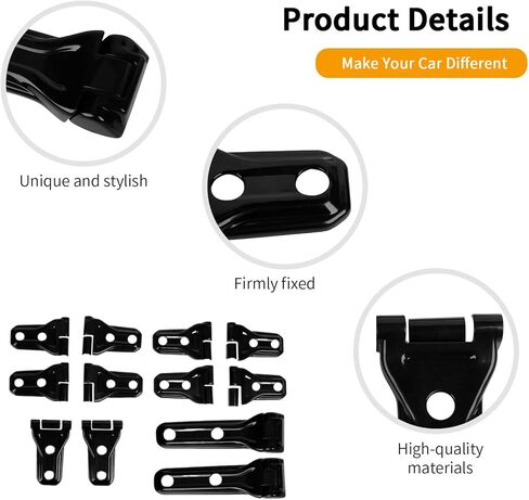 Hoolcar محرك غطاء محرك السيارة الإطارات الاحتياطية قوس الباب المفصلي غطاء تقليم الملحقات الخارجية عدة متوافقة مع جيب رانجلر JLU 2018-2025، 4 أبواب، أسود، 12 قطعة in Saudi Arabia