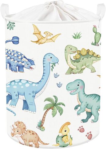 Clastyle Large Boho Dinosaur Boy Basket Rectangle Sleeping Dino Clothes Basket for Bedroom Kid Rainbow Gift Toy Chest Baby Shower Basket Book Bin Organizer in Kuwait