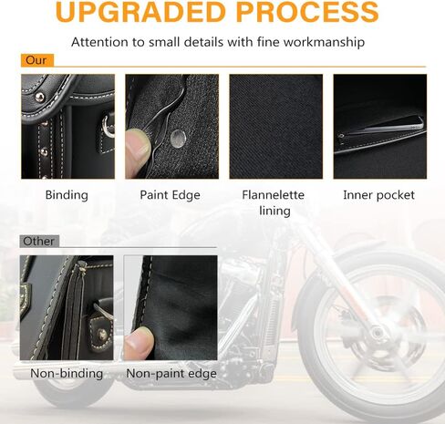 NICECNC Motorcycle Front Fork Bag PU Leather, Vintage Crazy Horse Lines Motorcycle Handlebar Bag Universal Motorcycle Tool bag Motorcycle Sissy Bar Bag Saddle Bag with Reinforced Straps,Brown in Kuwait