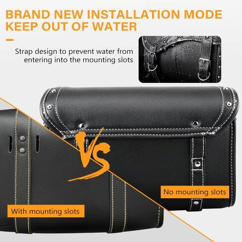 NICECNC Motorcycle Front Fork Bag PU Leather, Vintage Crazy Horse Lines Motorcycle Handlebar Bag Universal Motorcycle Tool bag Motorcycle Sissy Bar Bag Saddle Bag with Reinforced Straps,Brown in Kuwait