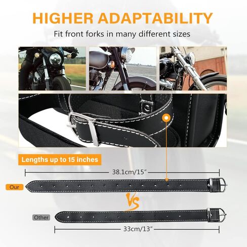 NICECNC Motorcycle Front Fork Bag PU Leather, Vintage Crazy Horse Lines Motorcycle Handlebar Bag Universal Motorcycle Tool bag Motorcycle Sissy Bar Bag Saddle Bag with Reinforced Straps,Brown in Kuwait