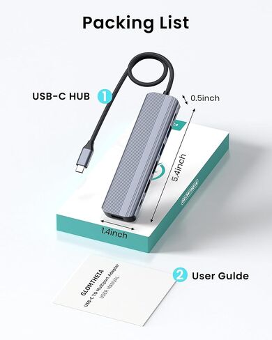 محول USB C Hub Ethernet HDMI متعدد المنافذ لجهاز MacBook Pro/Air، iPad، قاعدة كمبيوتر محمول مع USB A/C بسرعة 5 جيجابت في الثانية، 1 جيجابت في الثانية RJ45 جيجابت إيثرنت، 4K 30 هرتز HDMI، 100 وات عبر الشحن in Kuwait