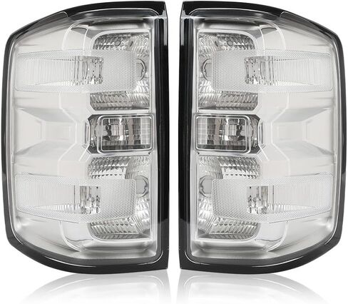 مصابيح خلفية G-PLUS مع مصابيح متوافقة مع Chevy Silverado 1500 2014-2018/Fit Silverado 2500 HD 3500 HD 2015-2019 بدون حزام أسلاك، عدسات شفافة، مجموعة مصابيح الفرامل الخلفية من الكروم in Saudi Arabia