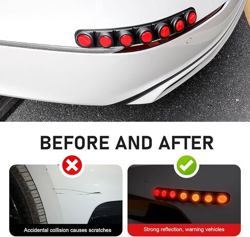 2 PCS Car Bumper Guard Strip, Strong Reflective Anti-Collision Strip for Front&Rear Bumper, Anti-Scratch Bumper Protector Trim, Universal Foldable Rubber Guard Protector for Cars (Red) in Saudi Arabia