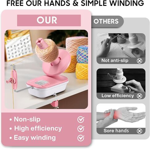 Electric Yarn Winder, 2025 Upgrade High-Speed Automatic Yarn Ball Winder with 3 Adjustable Gears, 4-10oz Large Capacity Yarn Spinner for Knitting & Crocheting, Pink Gift for Craft Lovers in Saudi Arabia