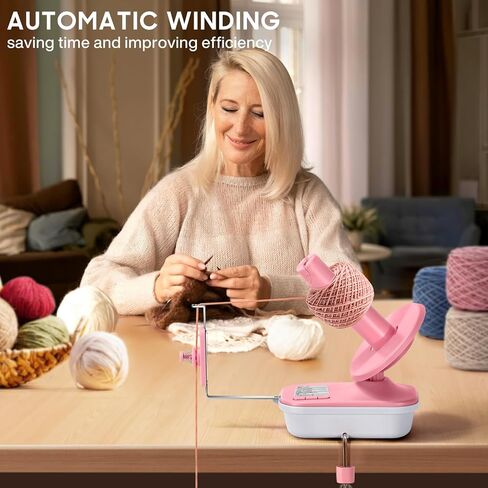Electric Yarn Winder, 2025 Upgrade High-Speed Automatic Yarn Ball Winder with 3 Adjustable Gears, 4-10oz Large Capacity Yarn Spinner for Knitting & Crocheting, Pink Gift for Craft Lovers in Saudi Arabia