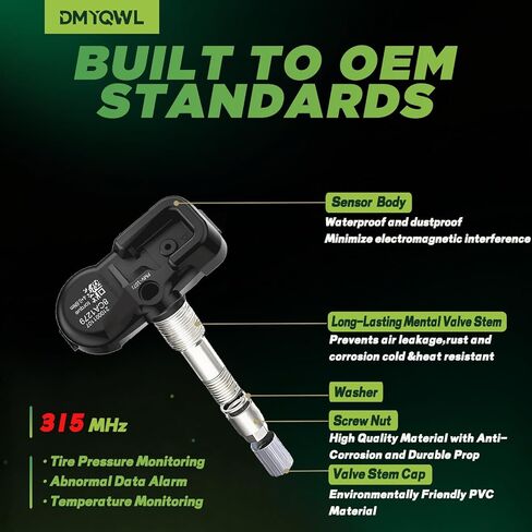 TPMS مبرمج مسبقًا، متوافق مع Toyota&Lexus - Tacoma(05-24)، 4Runner(03-24)، ES350(07-17)، RX350(07-21)- مستشعر مراقبة ضغط الإطارات 315 ميجاهرتز (4 قطع) in Kuwait