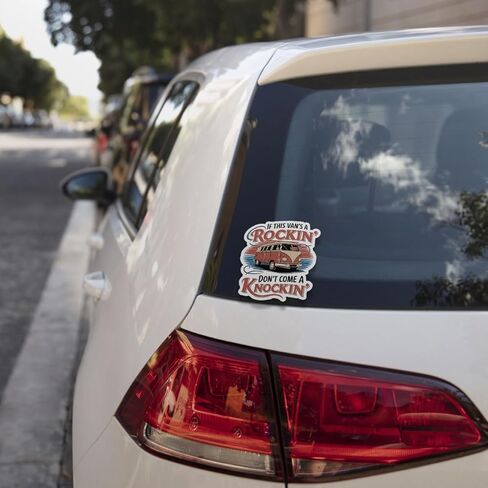 3 Pcs If This Van's a Rockin' Don't Come a Knockin' Sticker, Car Retro Stickers Die-Cut Waterproof Vinyl Sticker for Laptop Phone Window Helmet 3"x3" in Saudi Arabia
