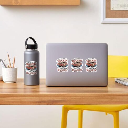 3 Pcs If This Van's a Rockin' Don't Come a Knockin' Sticker, Car Retro Stickers Die-Cut Waterproof Vinyl Sticker for Laptop Phone Window Helmet 3"x3" in Saudi Arabia