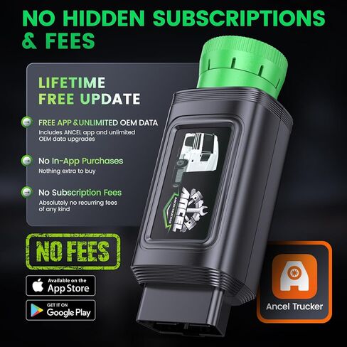 ANCEL HD210 ماسح ضوئي للشاحنات الثقيلة يعمل بتقنية البلوتوث، الحد الأقصى للسرعة وإعادة ضبط الخمول لفولفو والمحرك الدولي، أداة تشخيص الماسح الضوئي لجميع أنظمة الديزل HDOBD/OBD2، قارئ رمز تحديث F-Ree مدى الحياة in Saudi Arabia